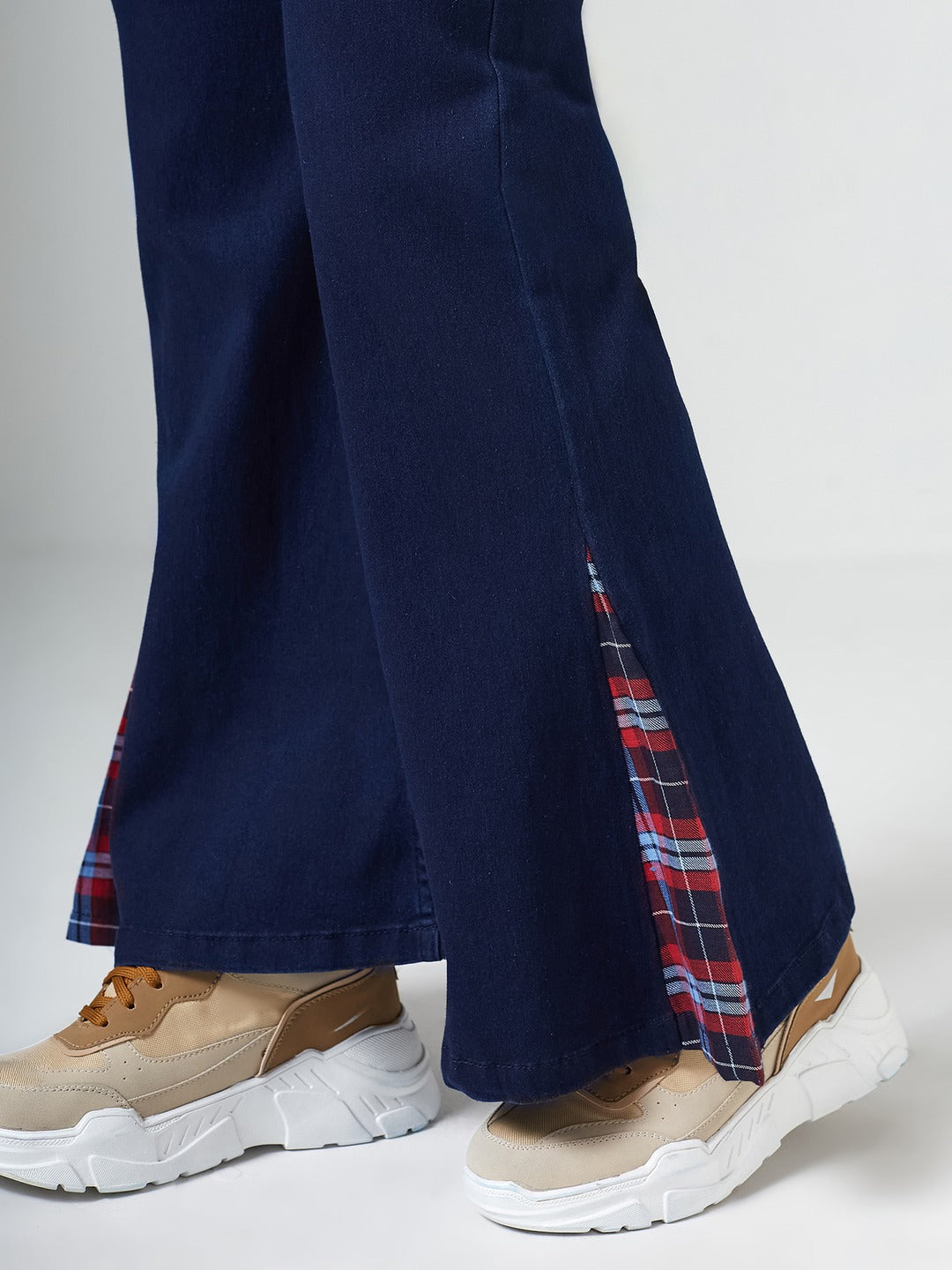 CHASEshape™ Navy Blue High Rise Clean Look Stretchable Denim Bootcut Jeans for Women