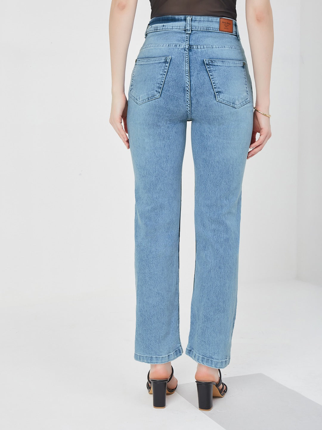 24/7 Comfort Light Blue Wide-Leg Fit high-rise Stretchable Denim Jeans for Women
