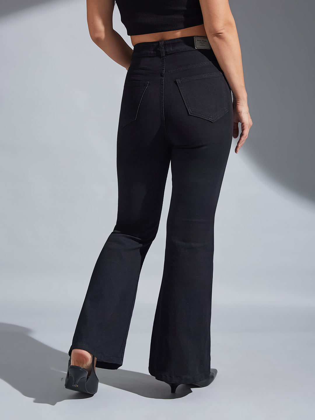Women's Black Bootcut High-Rise Stretchable Denim Jeans