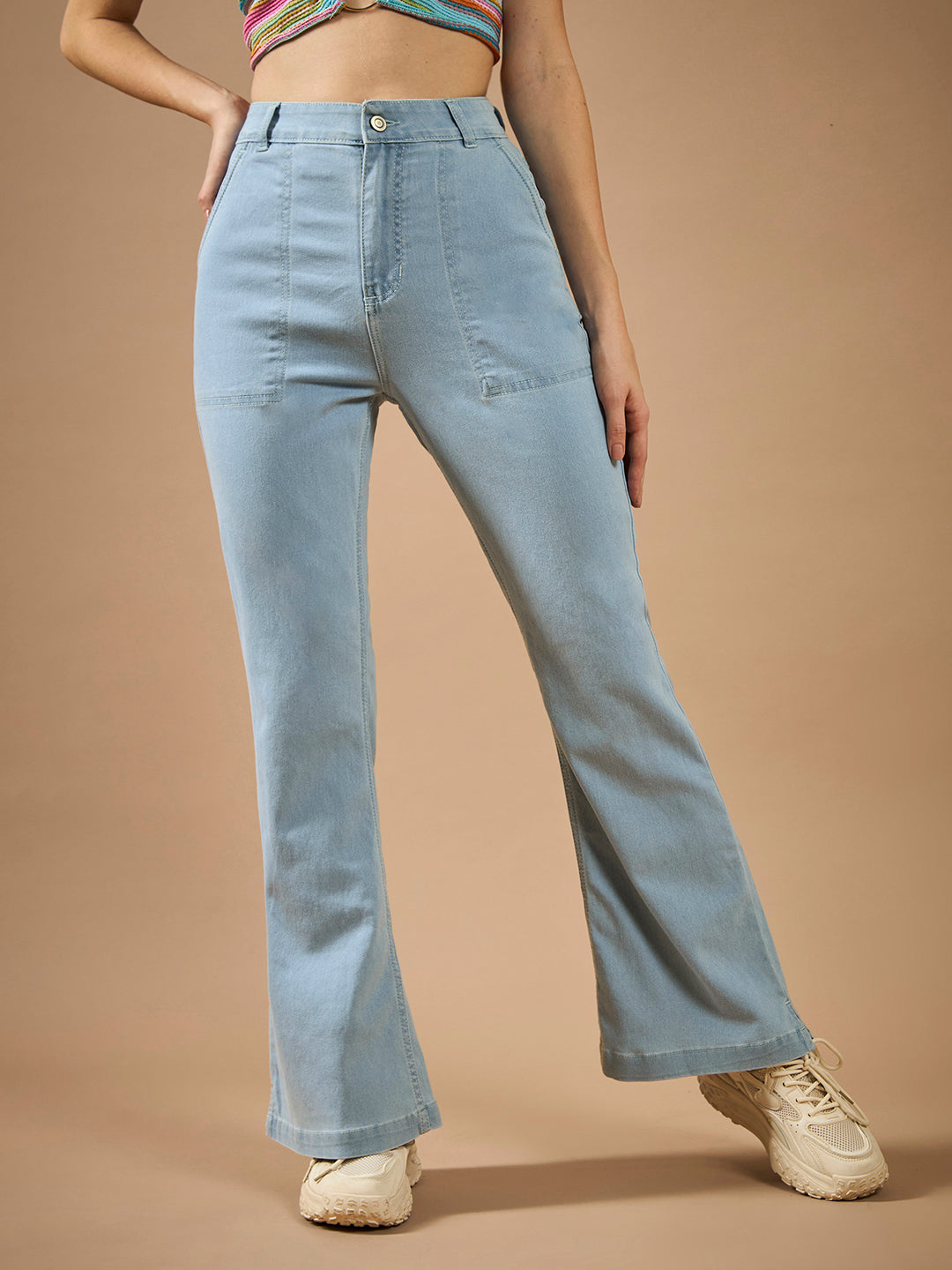 24/7 Comfort Light Blue Bootcut High Rise Stretchable Denim Jeans