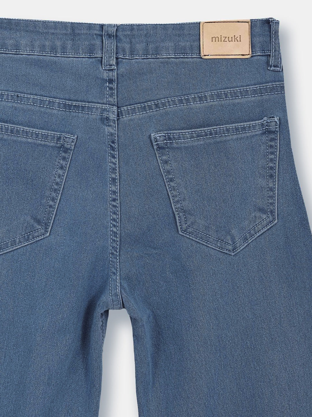 Blue Wide-Leg High-Rise Clean-Look Regular-Length Stretchable Denim Jeans for Girls/Teenagers