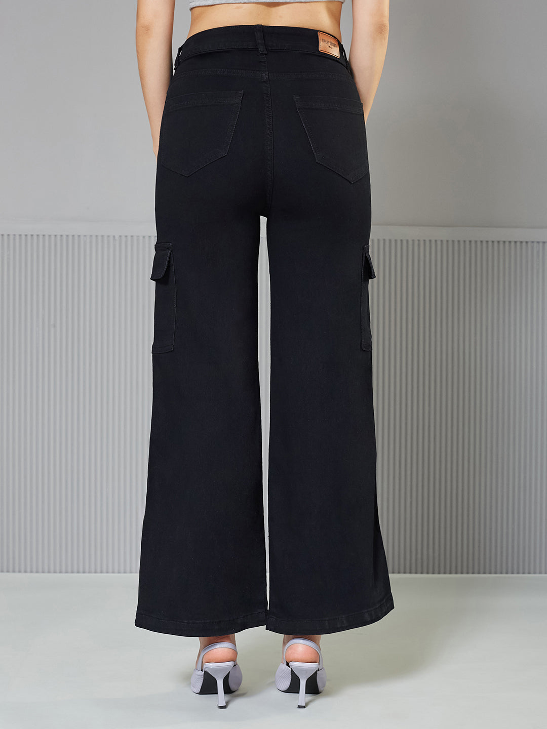 24/7 Comfort Black Wide-Leg High-Rise Regular Stretchable Denim Jeans for Women — Miss Chase