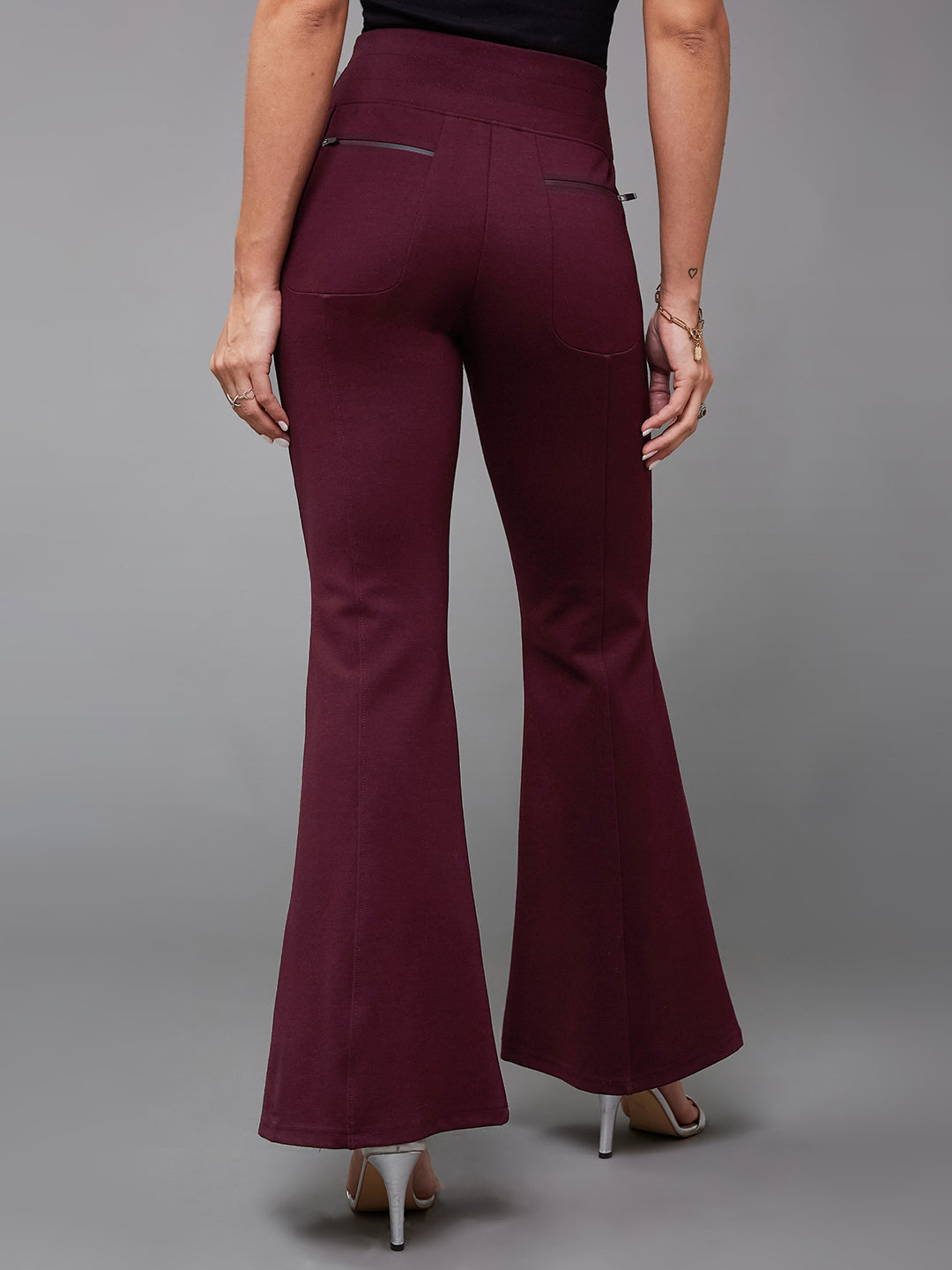 Crease Ease Women's Wine Regular-Length Viscose Rayon Bootcut Trouser