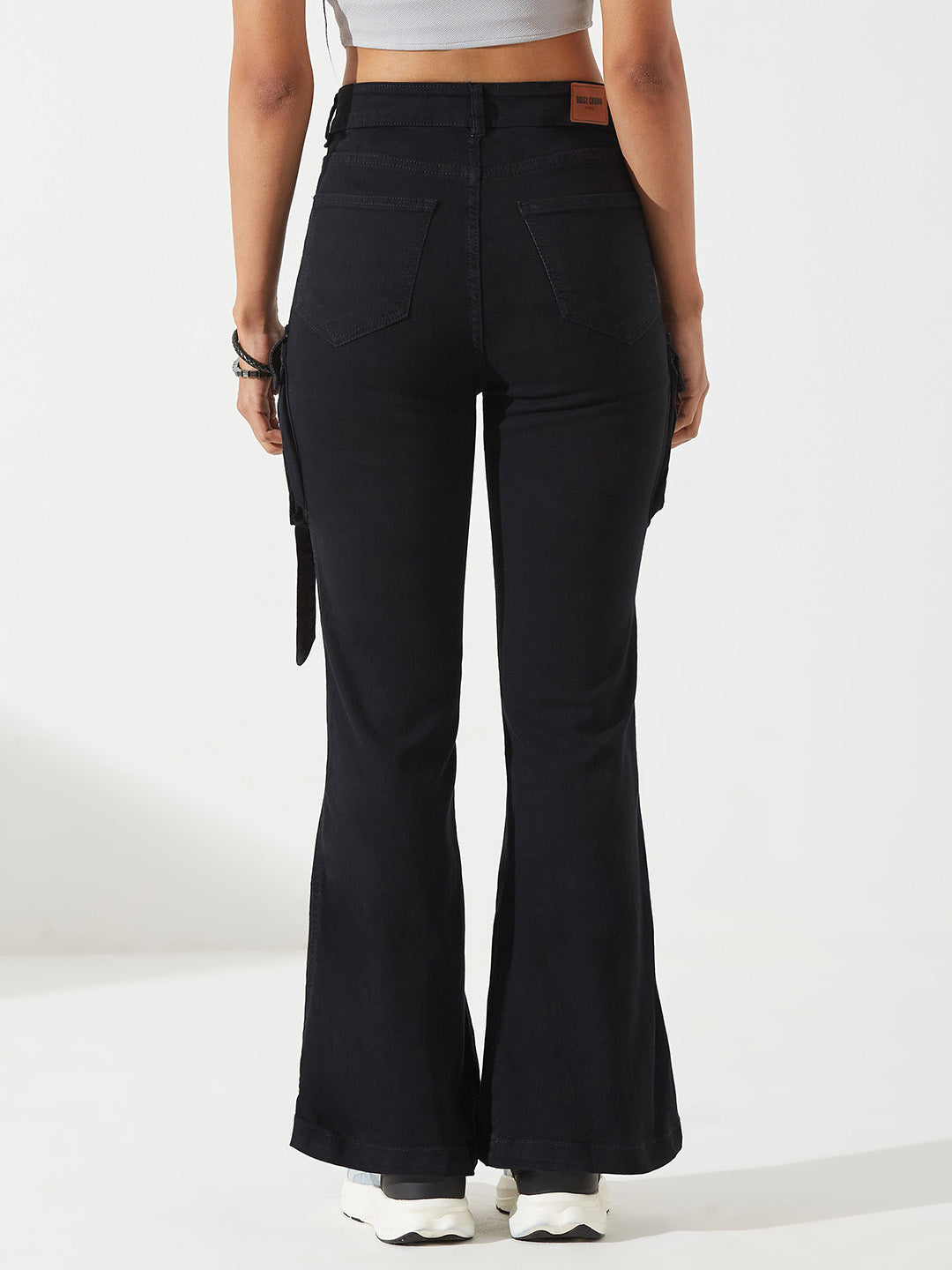 Black Bootcut High-Rise Stretchable Denim Jeans For Women