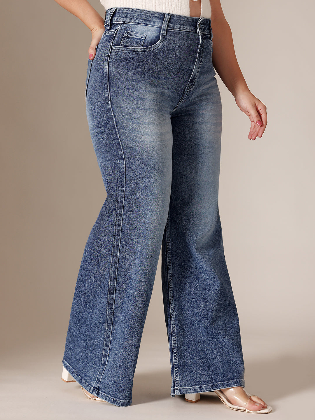 CHASEstretch™ Light Blue Wide-Leg High-Rise Stretchable Denim Jeans for Women