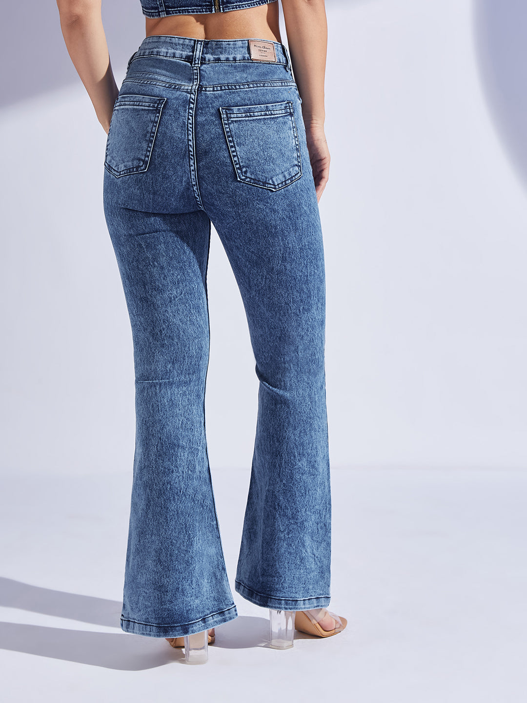 Women's Navy Blue Bootcut High-Rise Regular-Length Stretchable Denim Bootcut Jeans