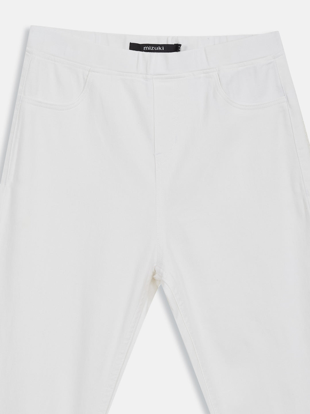 White Skinny-Fit Stretchable Denim Jeggings for Girls/Teenagers