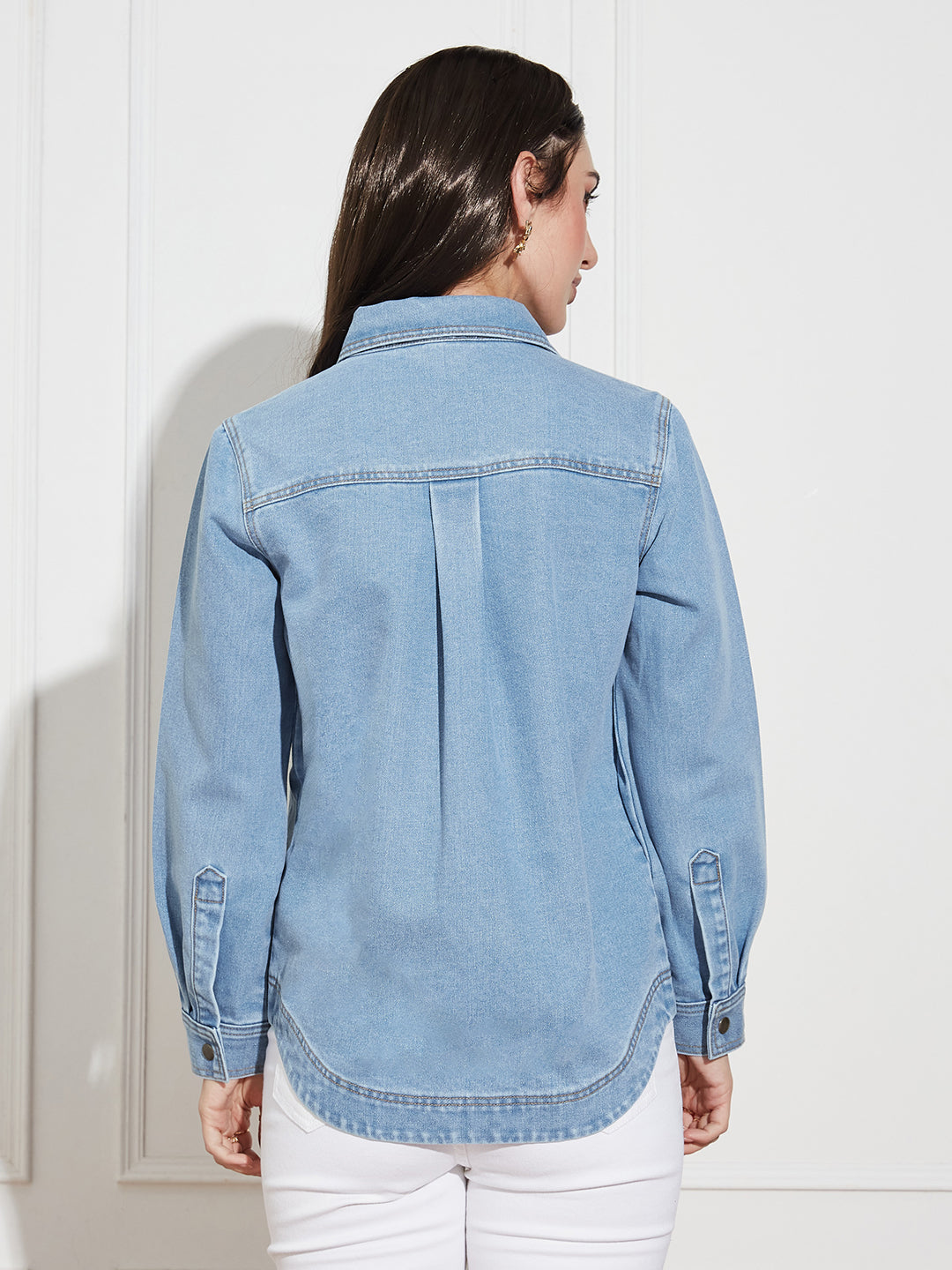 Women’s Light Blue Asymmetric Denim Shirt