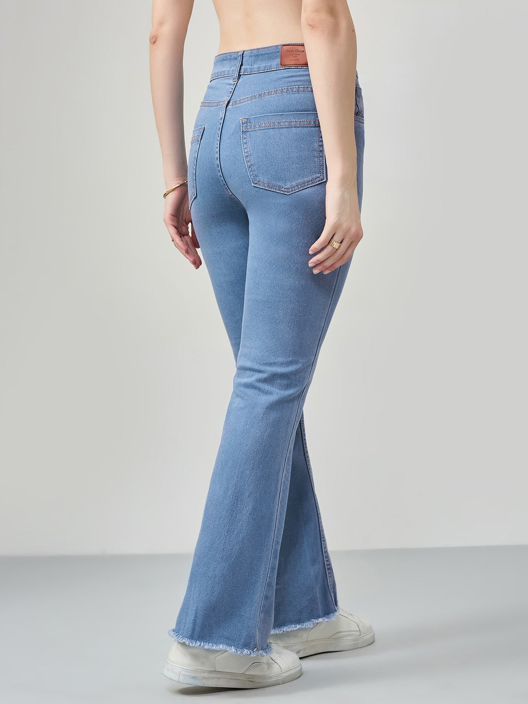 Light Blue Bootcut high-rise Regular Stretchable Denim Jeans for Women