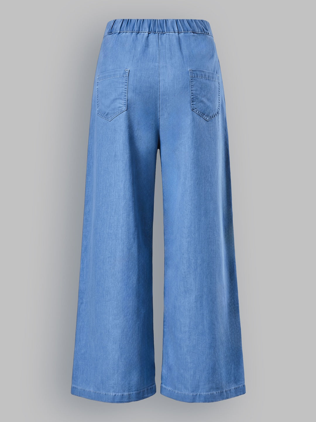 Blue Flared Wide-Leg High Rise Non Stretchable Light Weight Denim Pants for Women