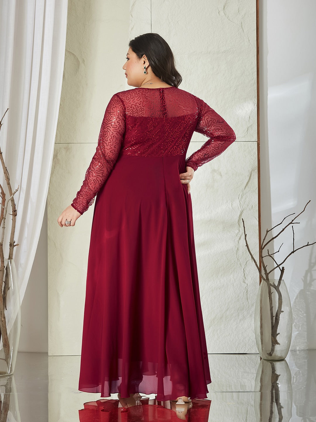 Black Solid Embellished Maxi Dress for Women