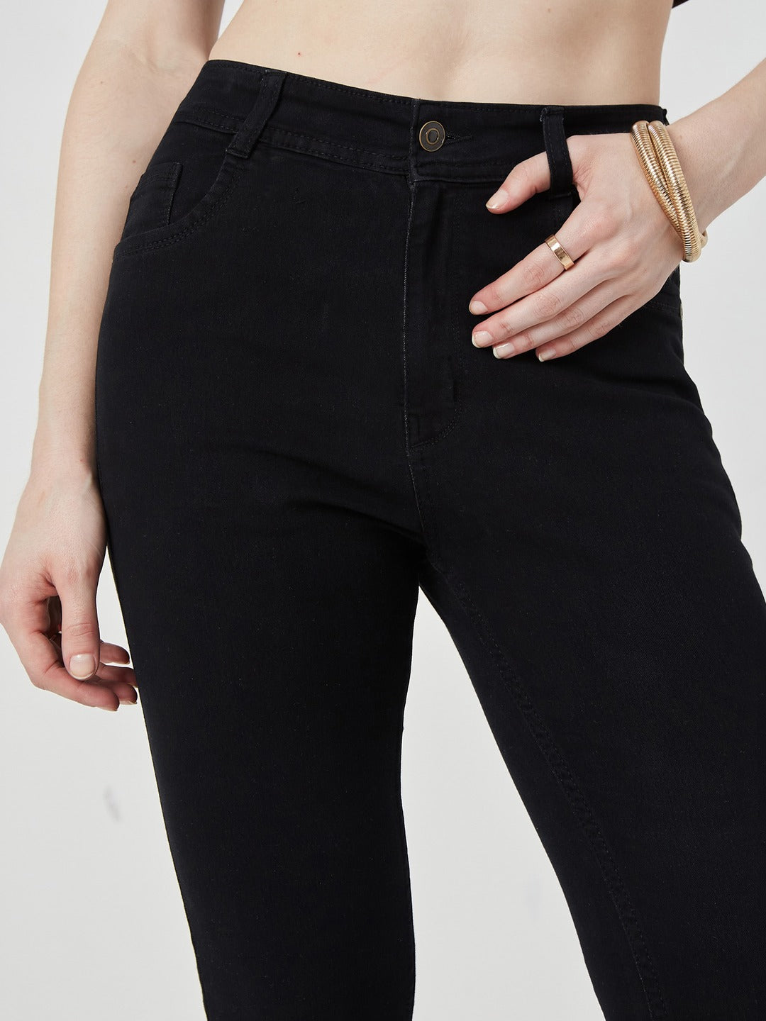 Black Slim Fit high-rise Acid Wash Stretchable Denim Jeans for Women