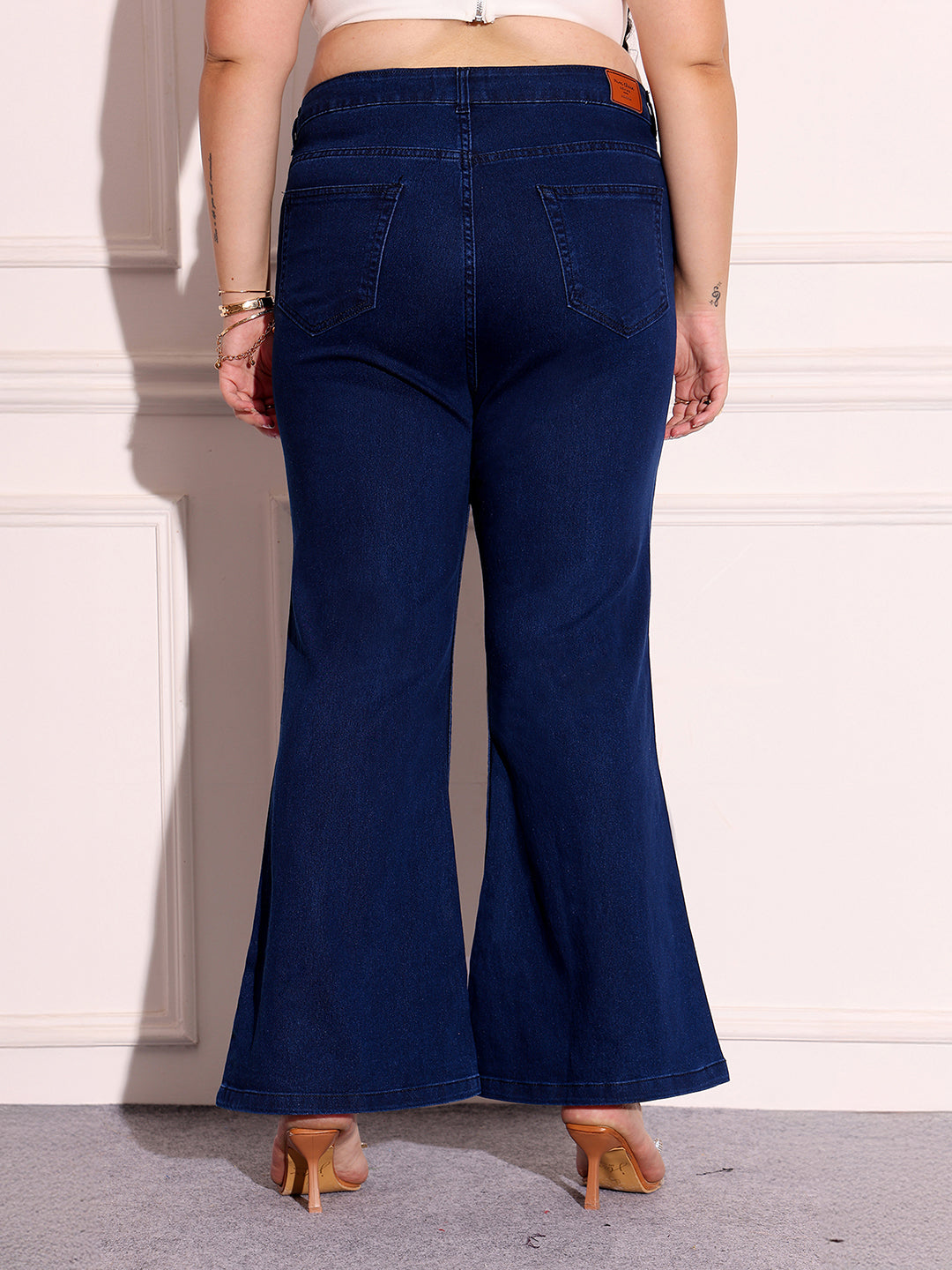 Women's Navy Blue Bootcut High-Rise Stretchable Denim Jeans