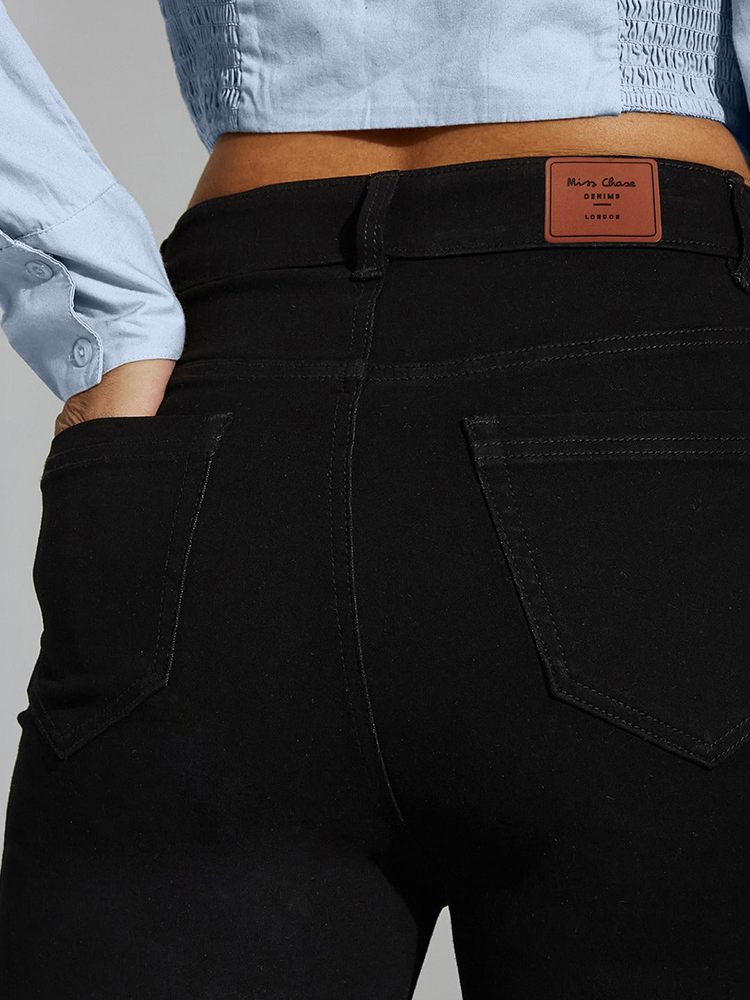 Black Bootcut High Rise Stretchable Denim Jeans for Women