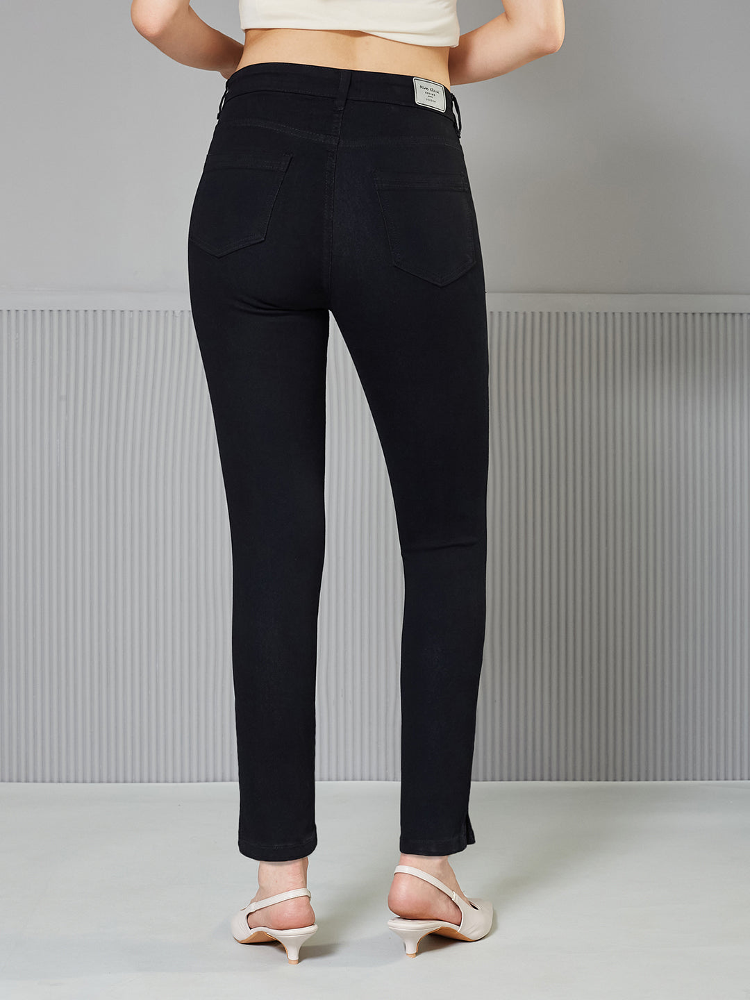 Women's Black  Skinny High-Rise  Cropped Stretchable Denim Jeans