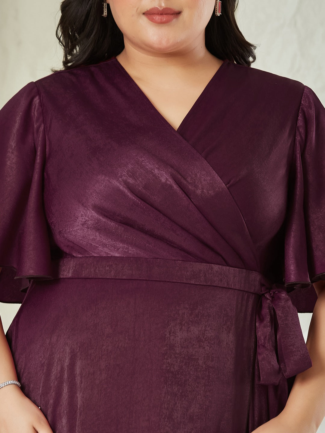 Mauve Relaxed Fit Maxi Georgette & Sequins Dress for Women