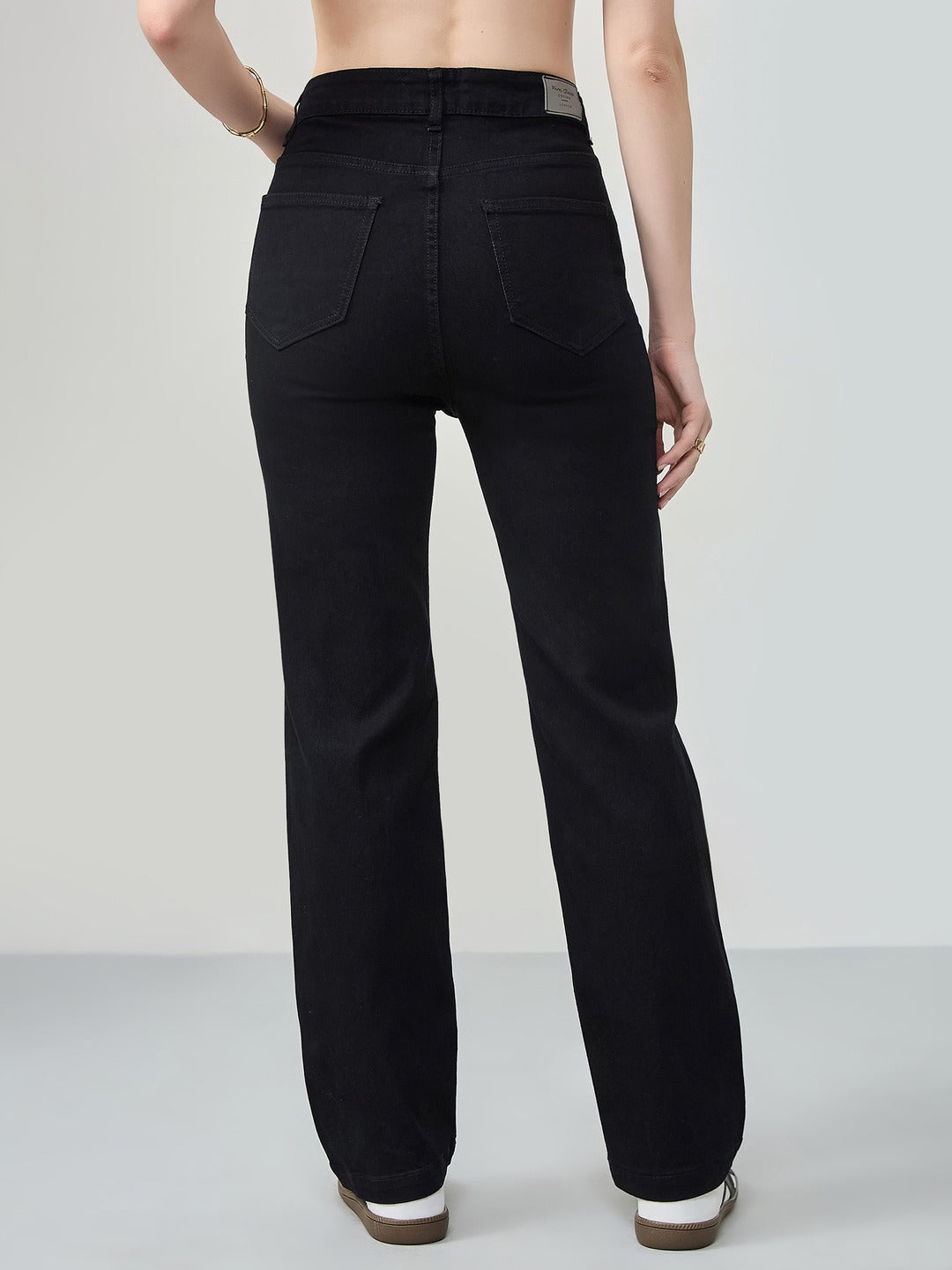 Black Straight high-rise Stretchable Denim Jeans for Women