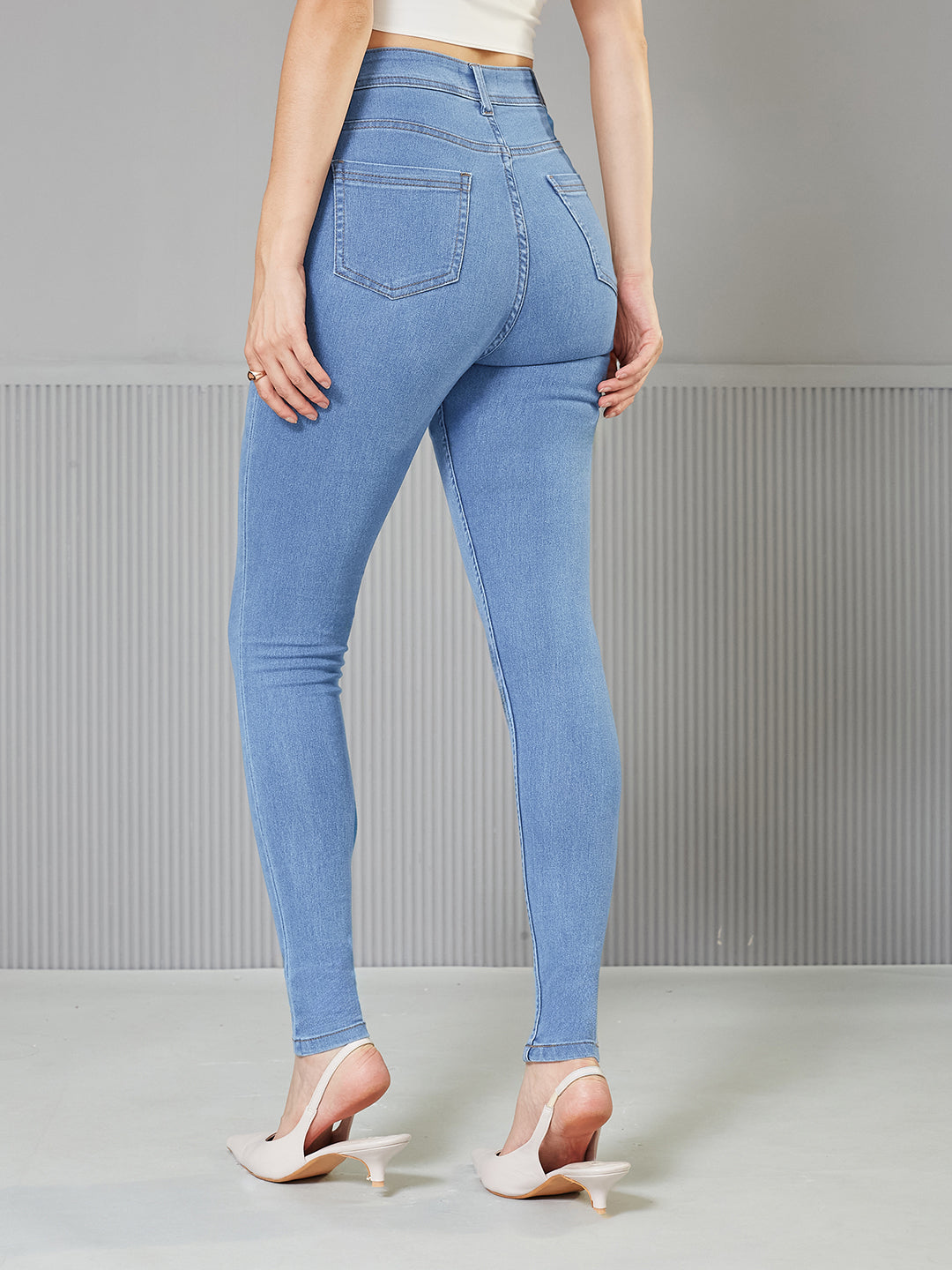 CHASEstretch™ Blue Skinny-Fit High-Rise Distressed Denim Jeans for Women — Miss Chase