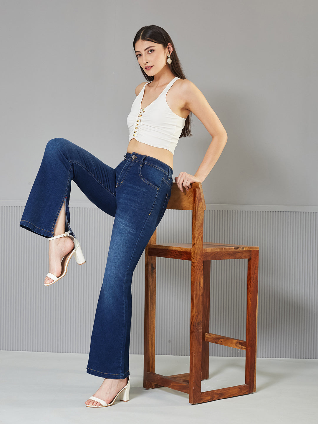CHASEstretch™ Blue Bootcut Mid-Rise Regular-Length Denim Jeans for Women