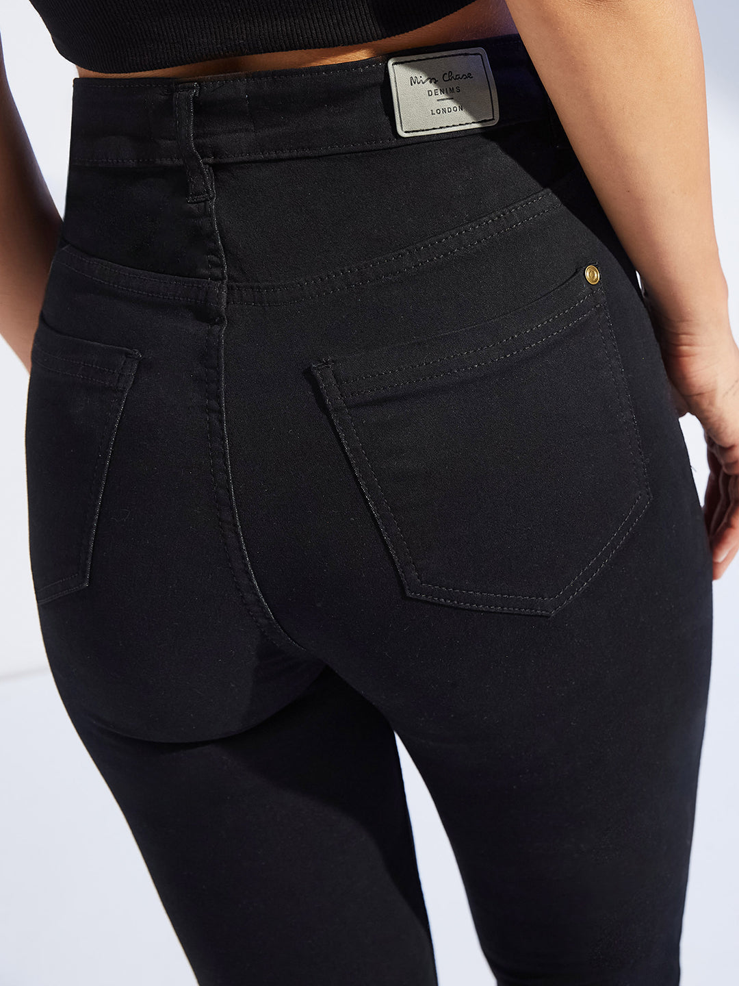 Women's Black Skinny-Fit High-Rise Regular-Length Stretchable Denim Jeans