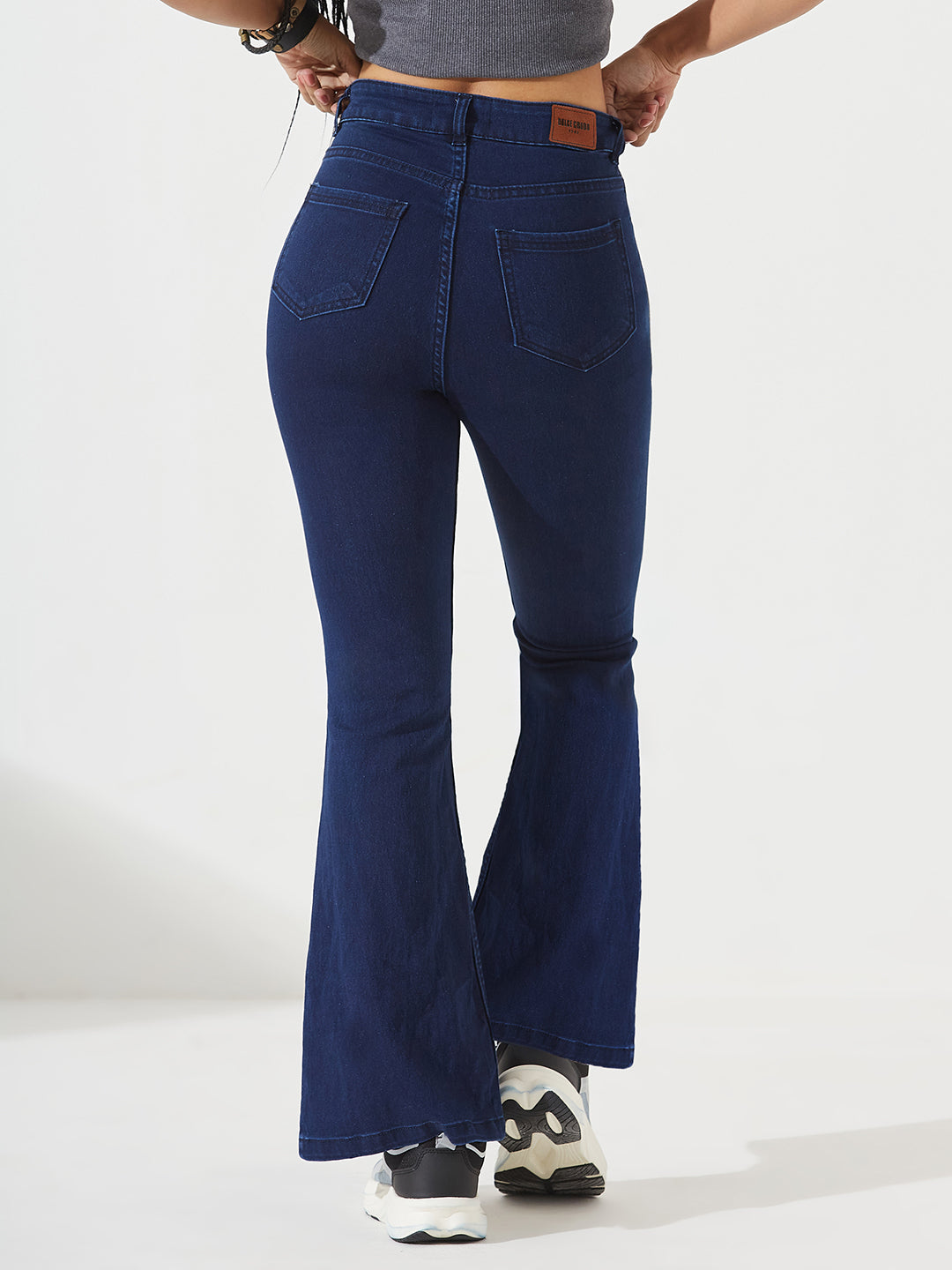 Navy Blue Bootcut High-Rise Regular Stretchable Denim Jeans For Women