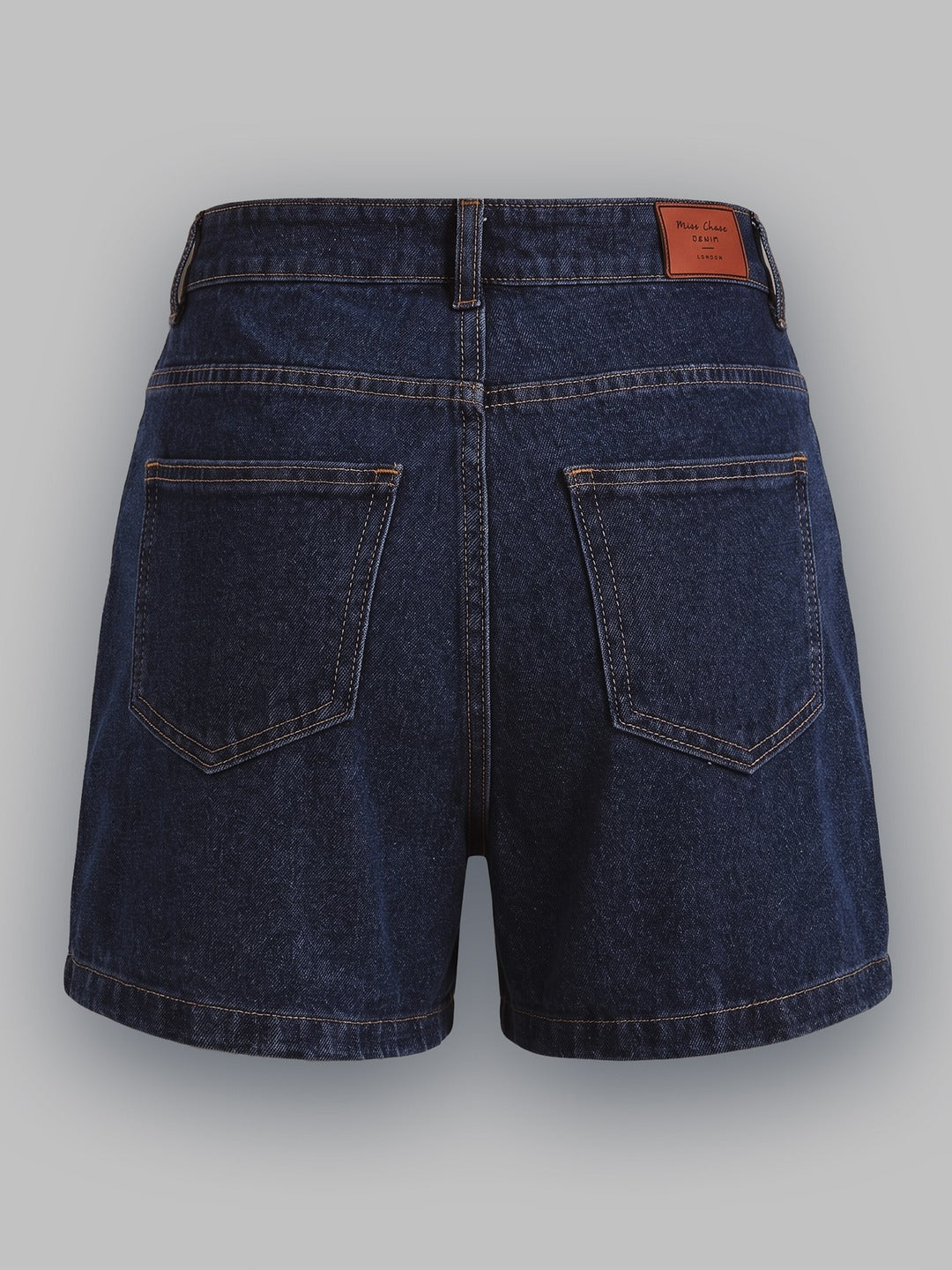 Dark Blue Flared High-Rise Denim Shorts for Women