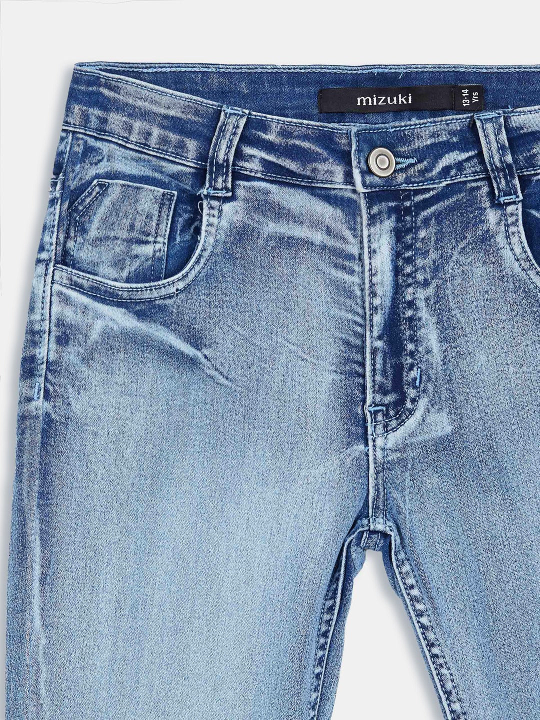 Blue Skinny-Fit High-Rise Clean-Look Regular-Length Stretchable Denim Jeans for Girls/Teenagers