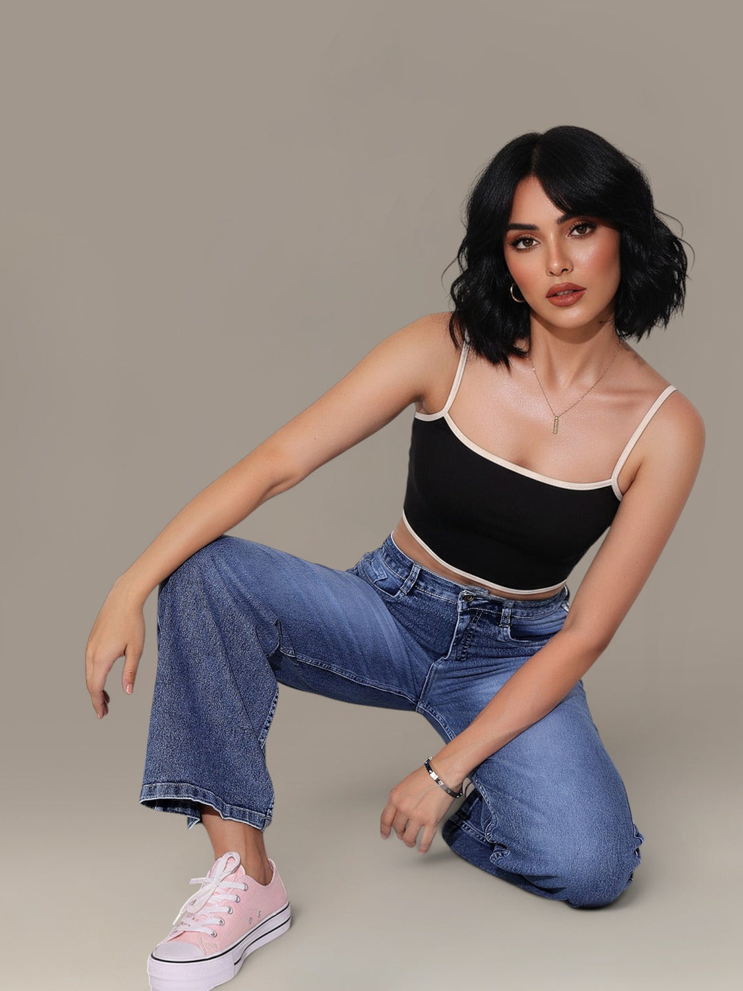 Light Blue Wide-Leg High-Rise Stretchable Denim Jeans for Women