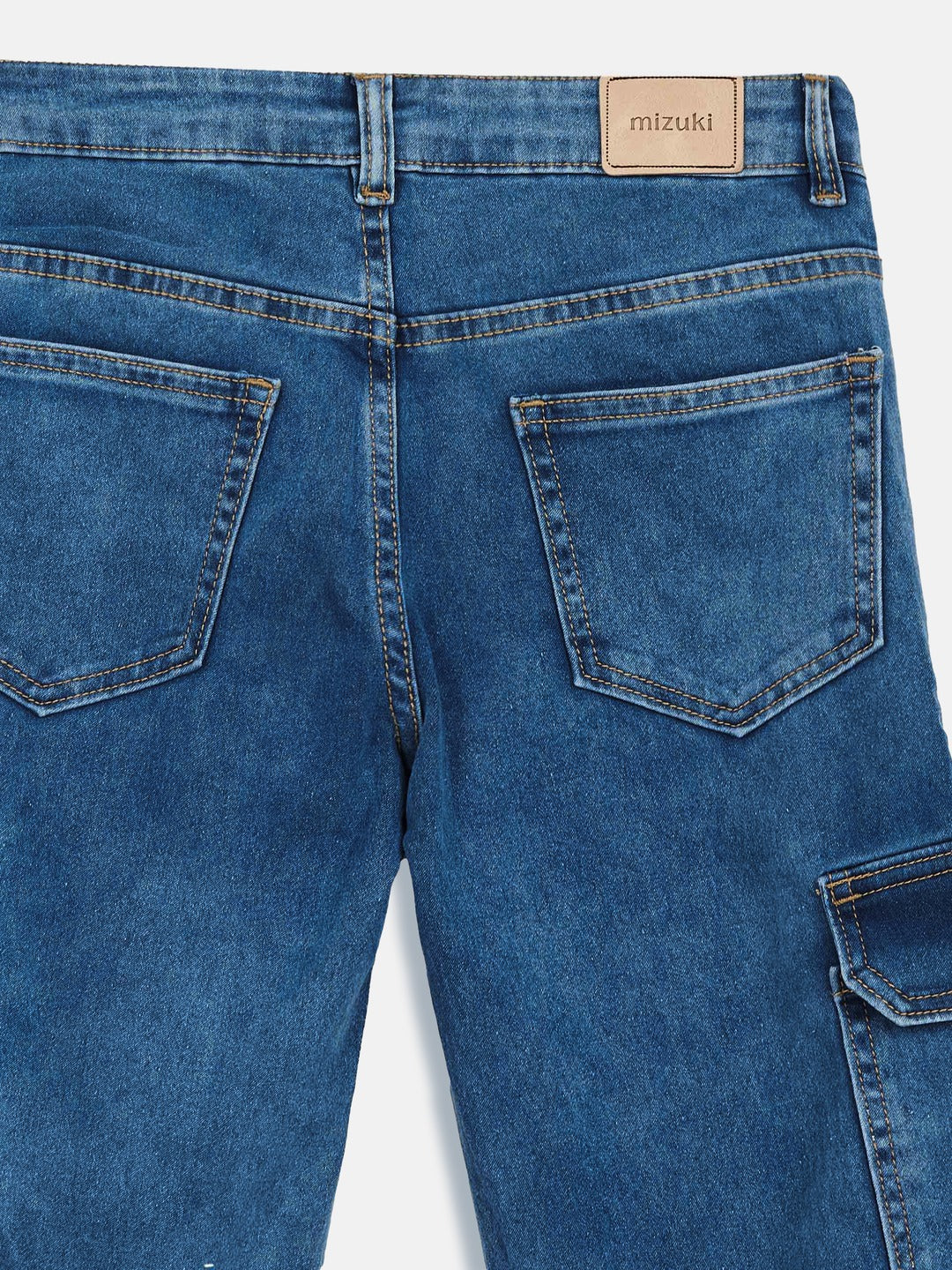 Blue Wide-Leg High-Rise Clean-Look Regular-Length Stretchable Denim Jeans for Girls/Teenagers