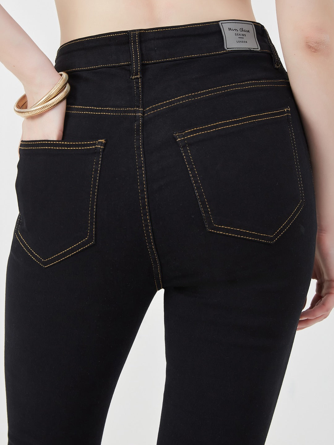 Black Skinny high-rise Regular Stretchable Denim Jeans for Women