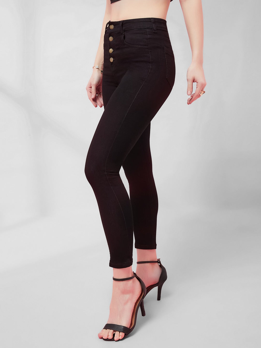 Black Skinny Fit high-rise Stretchable Denim Jeans for Women
