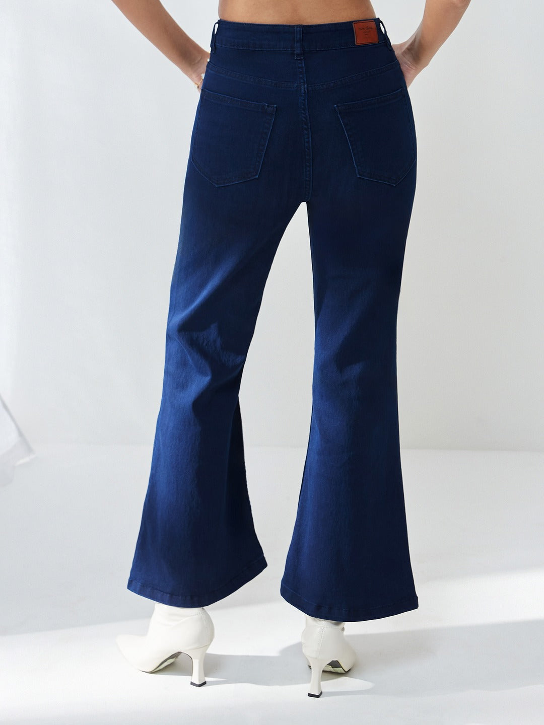 CHASEshape™ Navy Blue Bootcut High Rise Clean Look Regular Length Stretchable Jeans for Women