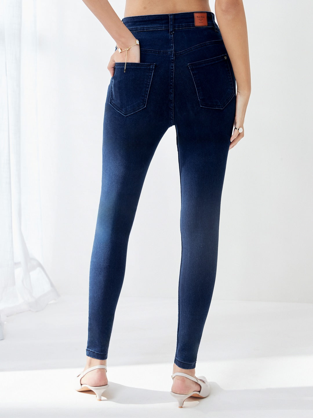 CHASEstretch™ Navy-Blue Skinny-Fit High-Rise Regular-Length Stretchable Denim Jeans for Women