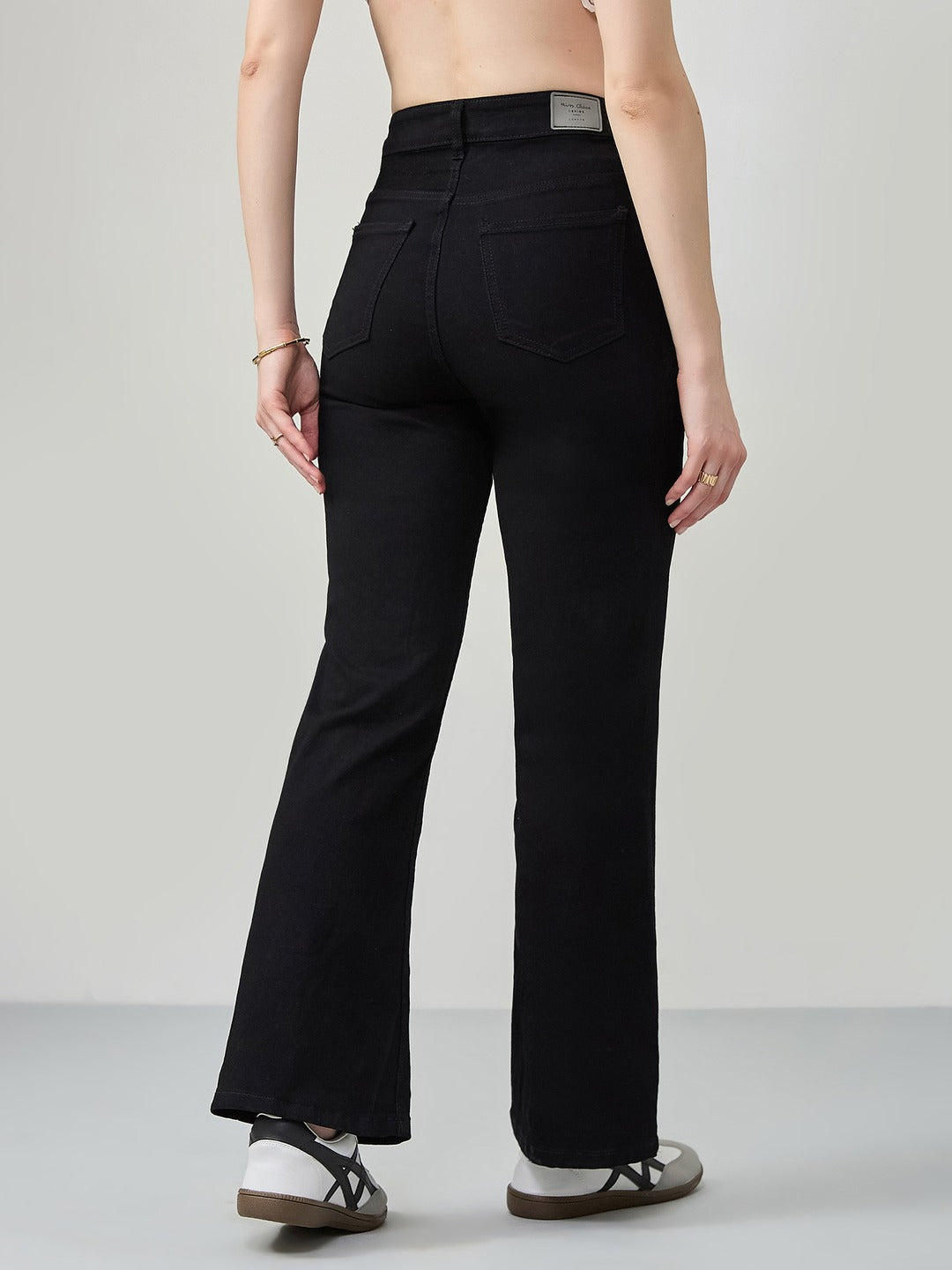 Black Bootcut high-rise Regular Stretchable Denim Jeans for Women