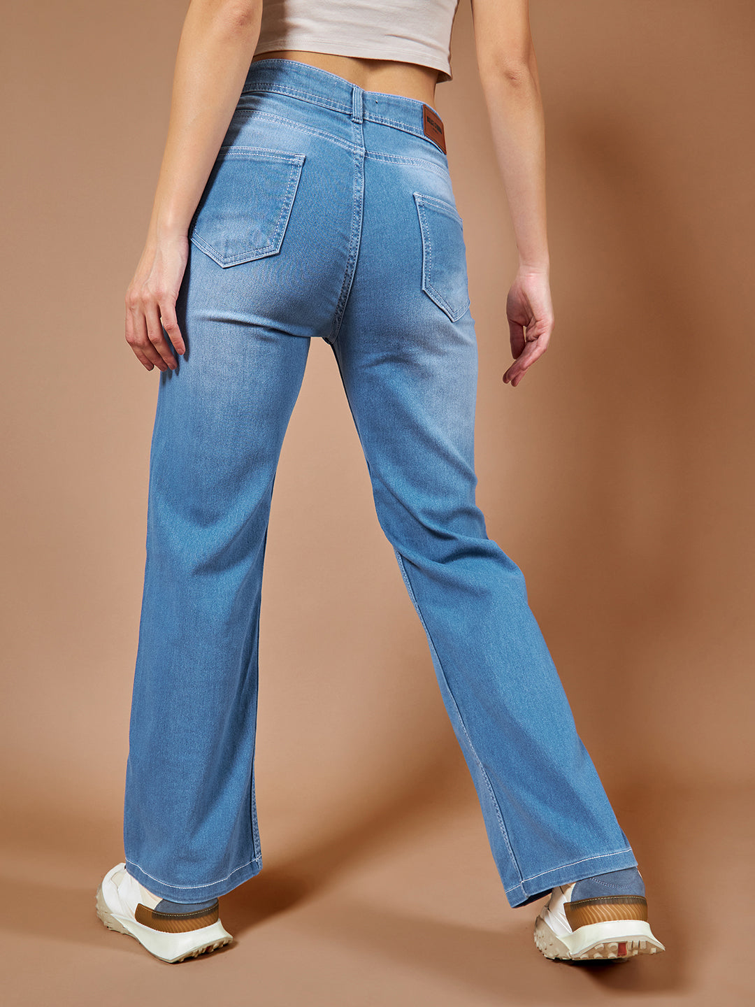 24/7 Comfort Women's Mid Rise Light Blue Wide Leg Denim Jeans