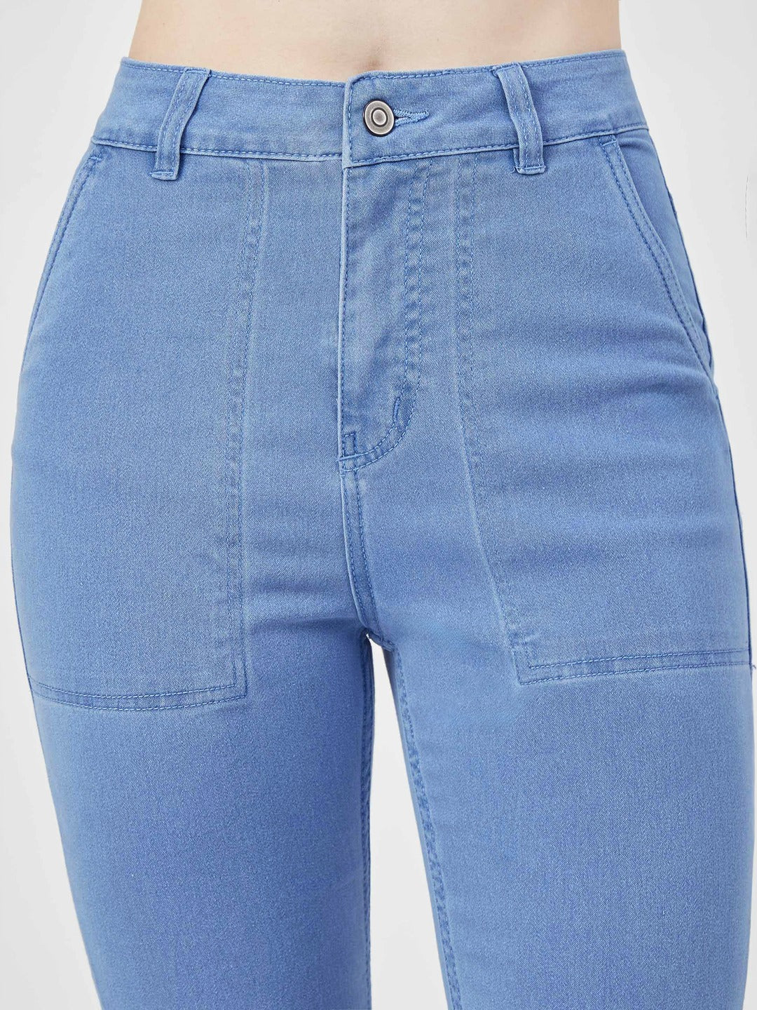 Light Blue Bootcut high-rise Regular Stretchable Denim Jeans for Women