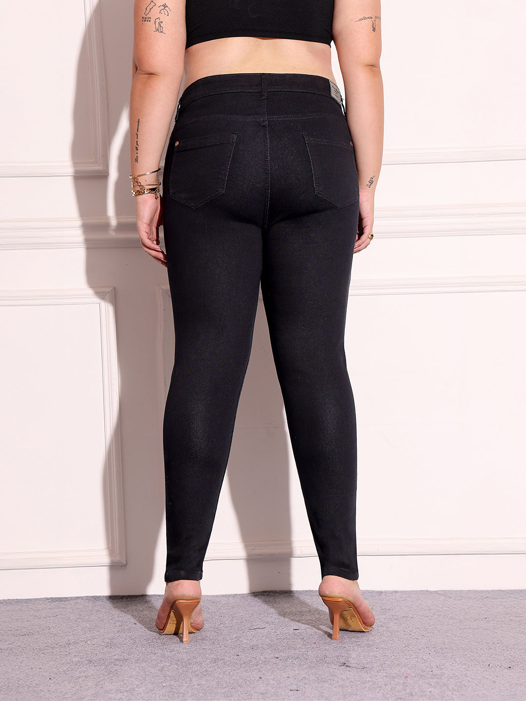 Women's Black Skinny Fit High-Rise Stretchable Denim Jeans