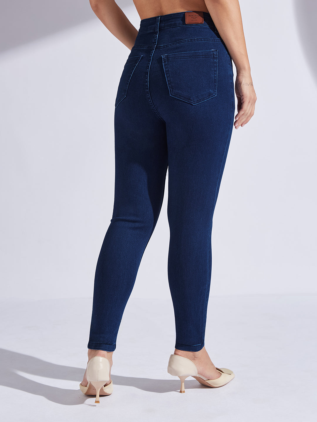 Women's Navy Blue Skinny High-Rise Regular Stretchable Denim Jeans