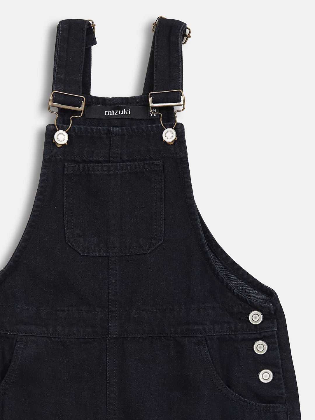 Black Straight Fit Clean Look Regular-Length Denim Dungaree for Girls/Teenagers