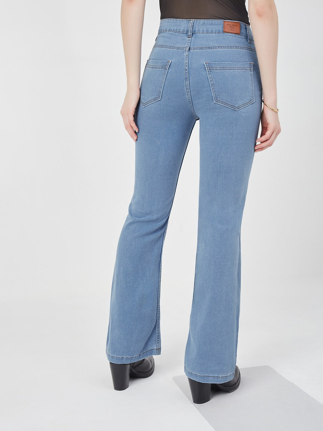 Light Blue Bootcut high-rise Regular Stretchable Denim Jeans for Women