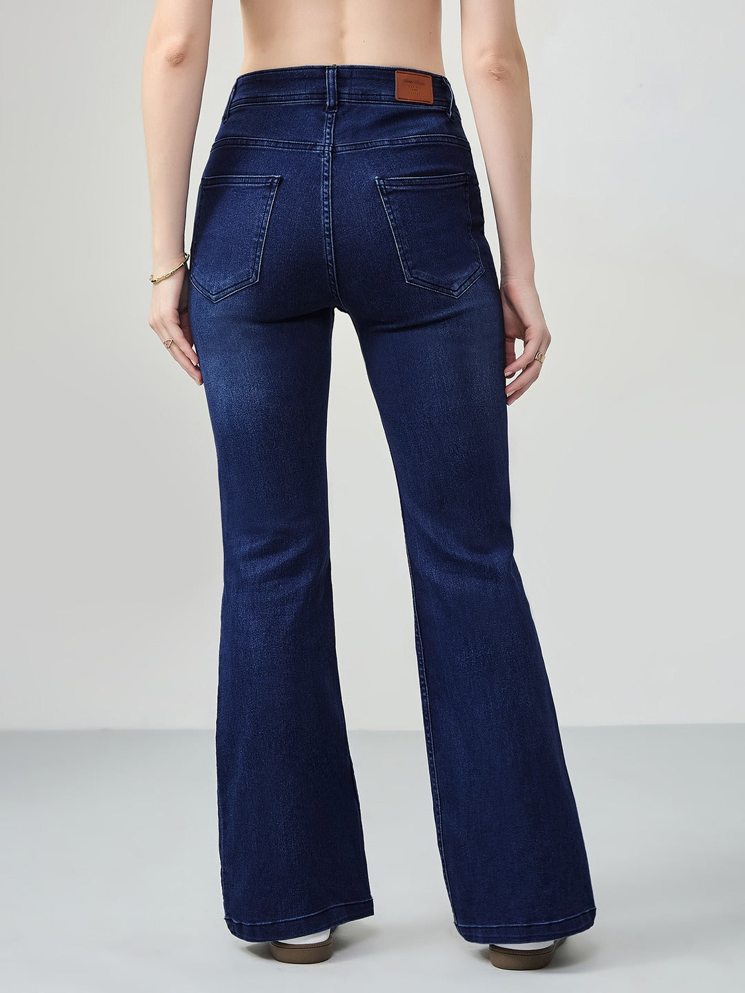 Navy Blue High-Rise Stretchable Bootcut Denim Jeans for Women