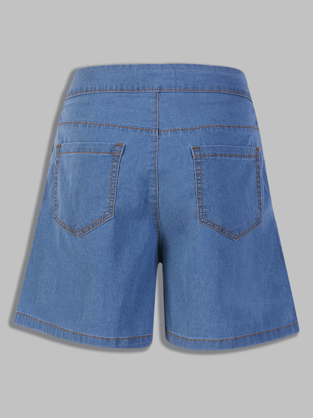 Women's Blue Flared High-Rise Stretchable Special Light-Weight Denim Shorts