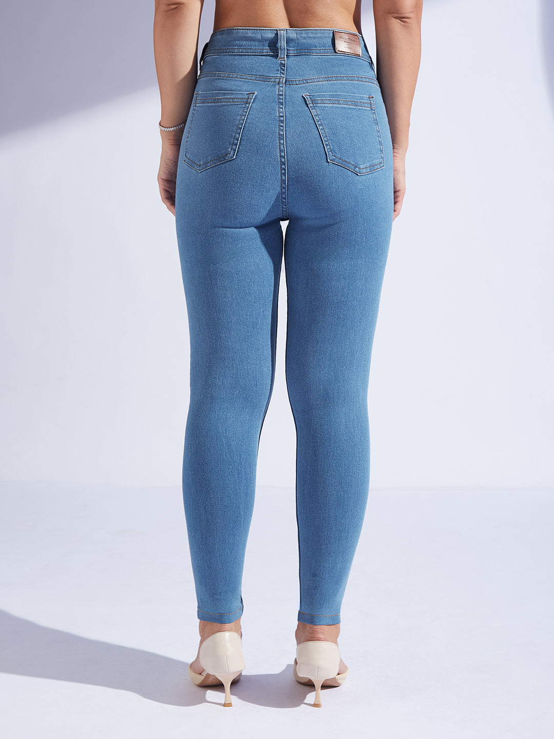 Women's Blue Skinny High-Rise Cropped Denim Jeans