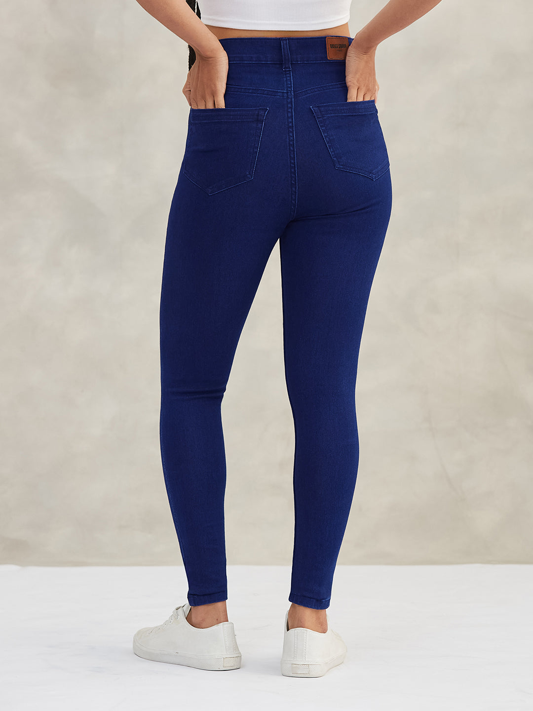 Women's Navy Blue Skinny High-Rise Stretchable Denim Jeans