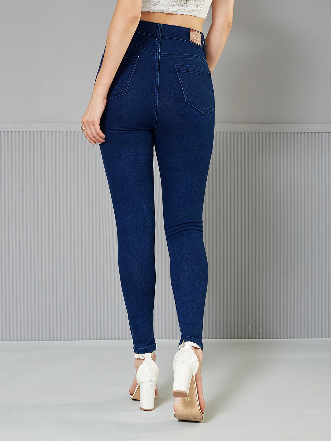 CHASEstretch™ Navy-Blue Skinny-Fit High-Rise Regular Stretchable Denim Jeans for Women — Miss Chase