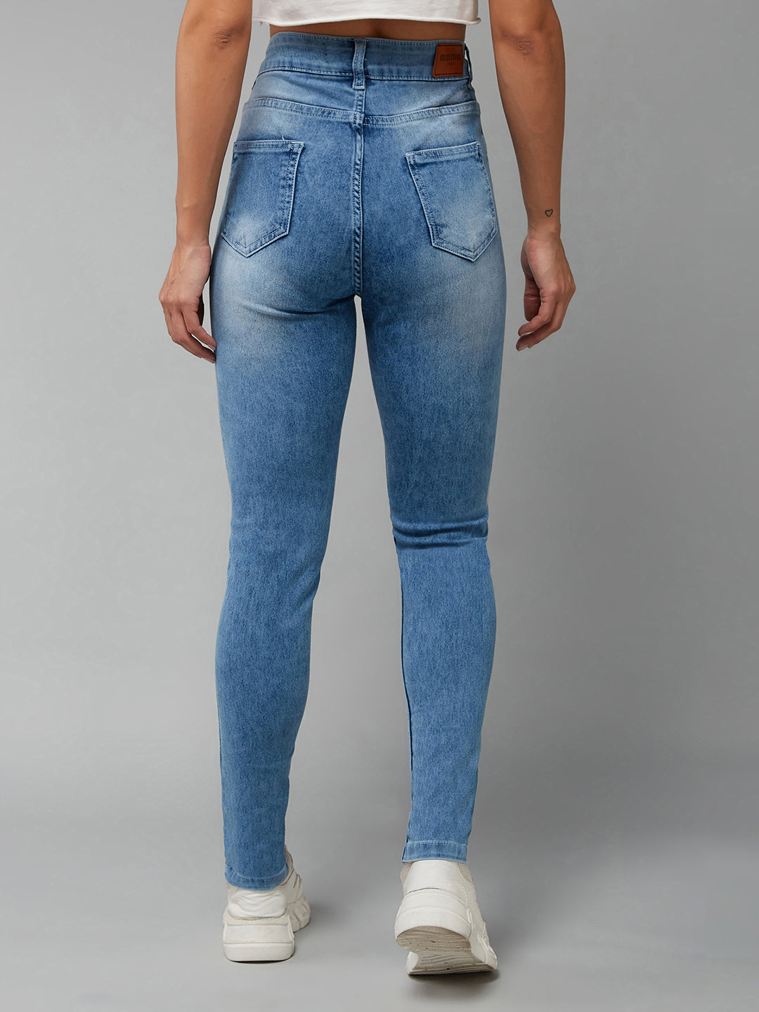 Women's Light Blue Slim Fit High Rise Denim Stretchable Jeans