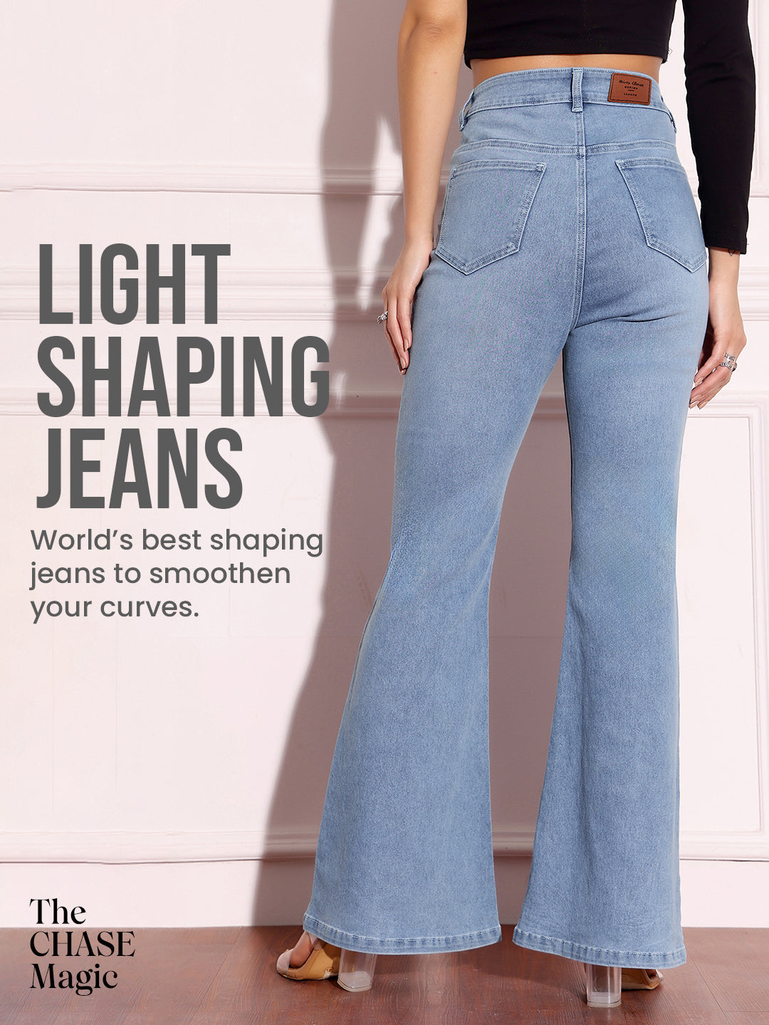 CHASEshape™ Light-Shaping Bootcut High-Rise Light-Blue Denim Jeans