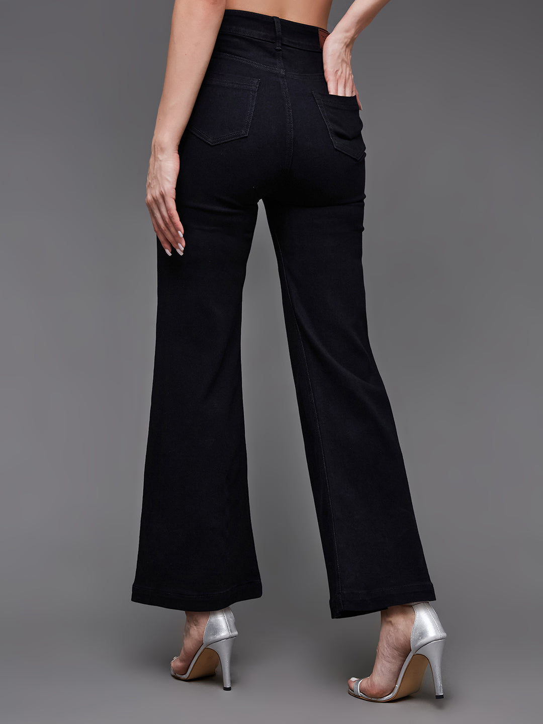 24/7 Comfort Women's Black Wide Leg High Rise Stretchable Denim Jeans