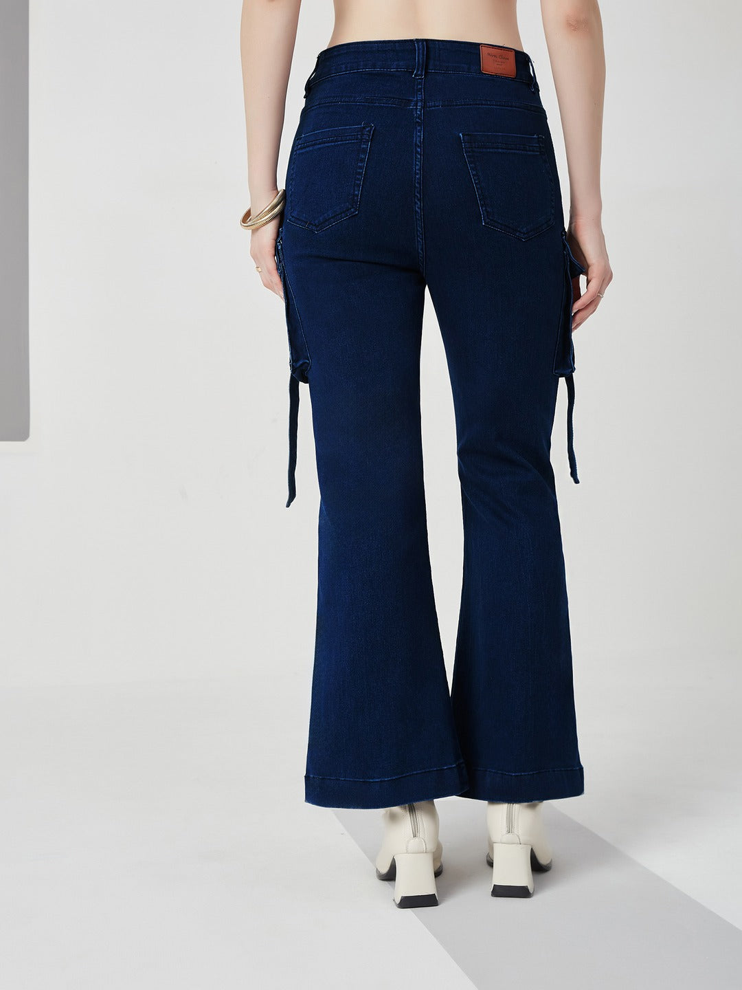 Navy Blue Bootcut high-rise Regular Stretchable Denim Jeans for Women