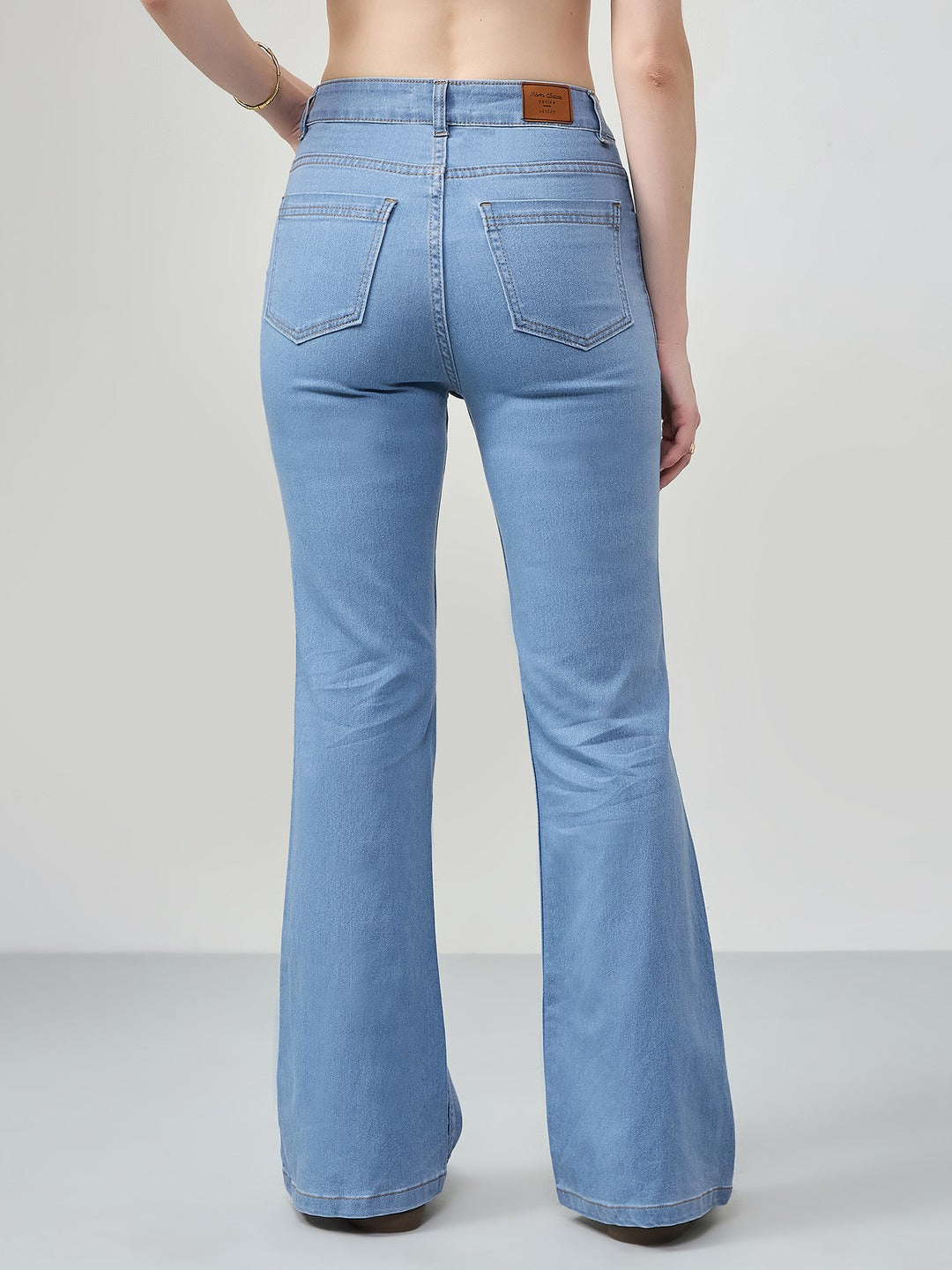 Light Blue Bootcut high-rise Regular Stretchable Denim Jeans for Women